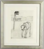 Karl Weschke, Dog Walking, Etching
