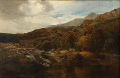 `A Welsh Valley`: Moel Siabod And River Llugwy by Sidney Richard Percy, sold Jan 2024