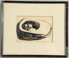 Ithell Colquhoun, Stones In A Rock Pool (The Living Stones), artist's printed label on backboard (fragmented)