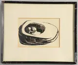 Ithell Colquhoun, Stones In A Rock Pool (The Living Stones), artist's printed label on backboard (fragmented)