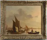 James M. Burnet, Fisherfolk And Boats On Calm Waters At Dusk