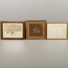 John Sergeant, Crow's Skull, and a mixed media study of The Flight into Egypt (?) by Mary Kessell