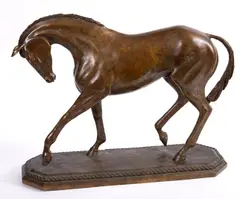 George Caleb Bingham, - Large Bronze Sculpture Of A Horse, A large patinated bronze sculpture of a trotting horse