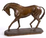 George Caleb Bingham, - Large Bronze Sculpture Of A Horse, A large patinated bronze sculpture of a trotting horse