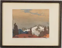 Englebert Lap, In The Mountains, Colour woodcut