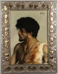 Jean Delvin, Portrait Study Of A Bearded Man In An Animal Skin