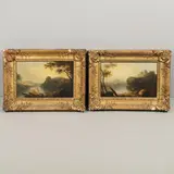Richard Wilson, Landscape With Bathers, Cattle And Ruin; View On The Arno, London (inscription in ink on stretcher of each)