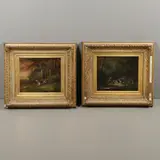 Tom Hold, Foxhounds Running From A Copse; Mallards By A Woodland Pool