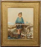 Alfred Downing Fripp, The Little Shrimper, watercolour heightened with bodycolour