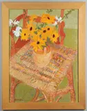 Hans Schwarz, Sunflowers On A Table, oil on Masonite