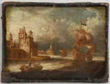 Bonaventura Peeters, Figures And Vessels By A Seaport