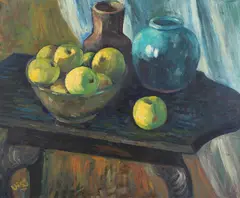 Bob Vigg, Still Life Of Bowls And Apples On A Tabletop