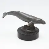 Randy Puckett, Grey Whale, bronze sculpture on a marble base