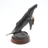 Randy Puckett, 'Small Humpback', bronze on a circular wooden base