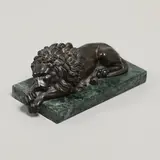 Antonio Canova, Recumbent Lion, a small bronze study of a recumbent lion on a marble base