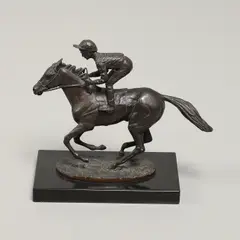 David Cornell, 'Champion Finish', a patinated bronze study of a jockey on a racehorse