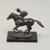 David Cornell, 'Champion Finish', a patinated bronze study of a jockey on a racehorse