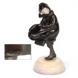Demetre Chiparus, - Art Deco Bronze & Ivory Figure Of A Girl 'Hooded Cloak', a patinated bronze and ivory figure of a girl retailed by Etling of Paris