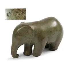 - Limited Edition Bronze Elephant by Anita Mandl, A green patinated bronze model of a standing elephant, sold Jul 2023