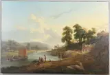 Figures By A River, Probably A Scene In Devon by William Williams of Plymouth, Oil on canvas, sold Jul 2023