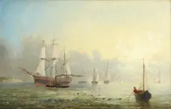 William Adolphus Knell, Vessels In Coastal Waters, Sunset