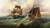 Samuel Calvert, Fishing Boats In Choppy Coastal Waters