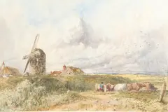Herding Cattle Near A Windmill by James Price, sold Jul 2023