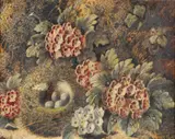 Oliver Clare, A Bird's Nest And Primula Against A Mossy Bank