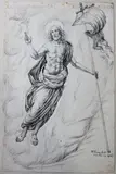 Michael Philipp The Younger, The Ascension Of Christ, pen and black ink applied in a stippled technique