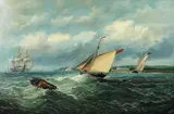 William Broome, A Pilot Cutter And A Schooner In A Swell, With A Barque Being Assisted By A Tug, Off Walmer Castle, Kent