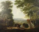 George Barrett Junior, A Man With Horse And Cart Descending Into A Vale