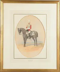 Richard Simkin, '1st LIFE GUADRS' WATERCOLOUR, Watercolour and bodycolour