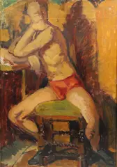 Alma Thomas, Seated Man In Boxing Shorts