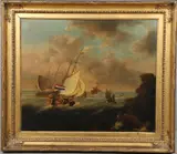 Charles Martin Powell, A Dutch Fishing Boat With Other Vessels Off A Rocky Shore