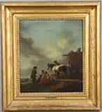 Philips Wouwerman, A Rustic Family With Horses By A Haycart