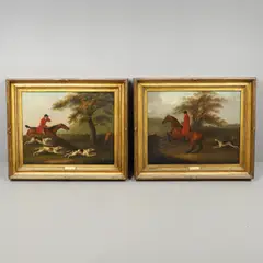 John Nost Sartorius, Huntsman And Hound At A Gate; Huntsman And Hounds Pursuing A Fox