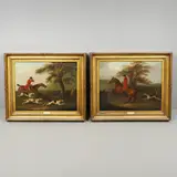 John Nost Sartorius, Huntsman And Hound At A Gate; Huntsman And Hounds Pursuing A Fox