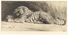 The Kill by Herbert Dicksee, Etching with drypoint, sold Apr 2023