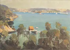 William Oates, Harbour Scene With A Jetty, Vessels Beyond