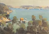 William Oates, Harbour Scene With A Jetty, Vessels Beyond