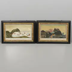 George Wood, THE PROSPECT OF DUNSTER CASTLE FROM CUNAGREE [CONEYGAR] EXACTLY DELINEATED; THE PROSPECT OF MINEHEAD KEY [sic] FROM THE WARREN