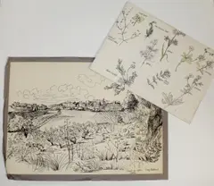 Mary Adshead, A Folio Of Assorted Drawings, houses etc Ink