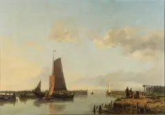 Figures And Boats By An Estaury On A Still Summer Morning by Hermanus Koekkoek the Younger, sold Apr 2023