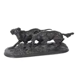 Pointer And Setter by Pierre-Jules Mêne, a mid 19th century patinated bronze study of two gun dogs, sold Jan 2023
