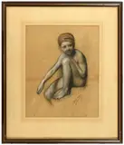 Herbert James Draper, Study Of Puck, coloured chalks and charcoal on paper