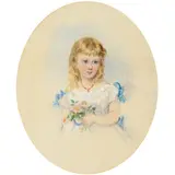 Catherine Gray, Portraits Of Three Sisters, watercolour and pencil heightened with white