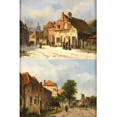 Adrianus Eversen, Town Scenes: Summer; Winter