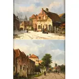 Adrianus Eversen, Town Scenes: Summer; Winter