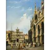 Edward Pritchett, Venice: Figures In The Piazza San Marco, Looking Towards The Torre Dell'Orologio