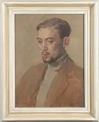 Alfred Janes, Portrait Study Of Bromfield Rees, with a pencil sketch of the same sitter